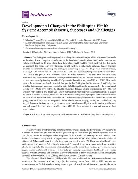 Developmental Changes in the Philippine Health System: .